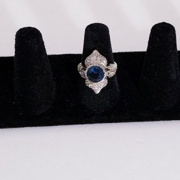 Art deco Silver Sapphire Ring - Picture 1 of 10
